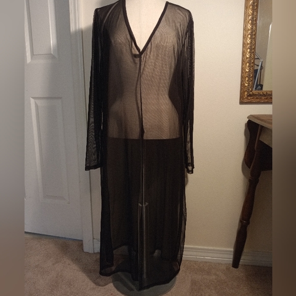 cleo Other - Cleo Apparel 😍plus size black long sleeve totally sheer dress front slit 3X